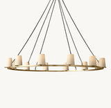 PAUILLAC FABRIC SHADE ROUND CHANDELIER 60"