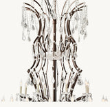 19TH C. ROCOCO IRON & CRYSTAL ROUND CHANDELIER 101"