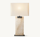 RECTANGULAR COLUMN TRAVERTINE TABLE LAMP