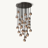 BOULE DE CRISTAL SMOKE GLASS ROUND CLUSTER CHANDELIER 30"
