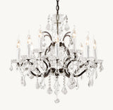 19TH C. ROCOCO IRON & CRYSTAL ROUND CHANDELIER 28"