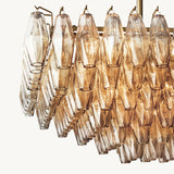 CHIARA SMOKE GLASS TIERED RECTANGULAR CHANDELIER 74"