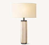 HEXAGONAL COLUMN TRAVERTINE TABLE LAMP