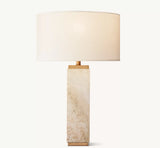 SQUARE COLUMN TRAVERTINE TABLE LAMP