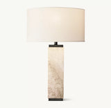 SQUARE COLUMN TRAVERTINE TABLE LAMP