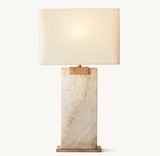 RECTANGULAR COLUMN TRAVERTINE TABLE LAMP