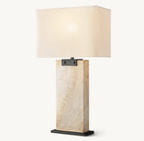 RECTANGULAR COLUMN TRAVERTINE TABLE LAMP