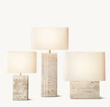 TALLADO CLASSICO TRAVERTINE WIDE RECTANGULAR TABLE LAMP