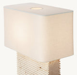 TALLADO CLASSICO TRAVERTINE WIDE RECTANGULAR TABLE LAMP