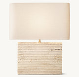 TALLADO CLASSICO TRAVERTINE WIDE RECTANGULAR TABLE LAMP