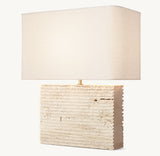 TALLADO CLASSICO TRAVERTINE WIDE RECTANGULAR TABLE LAMP