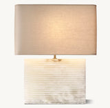 TALLADO ALABASTER WIDE RECTANGULAR TABLE LAMP