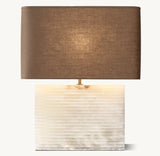 TALLADO ALABASTER WIDE RECTANGULAR TABLE LAMP