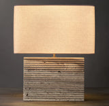 TALLADO TIZIANO TRAVERTINE WIDE RECTANGULAR TABLE LAMP