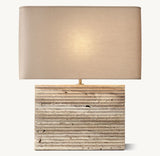 TALLADO TIZIANO TRAVERTINE WIDE RECTANGULAR TABLE LAMP