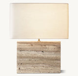 TALLADO TIZIANO TRAVERTINE WIDE RECTANGULAR TABLE LAMP