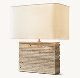 TALLADO TIZIANO TRAVERTINE WIDE RECTANGULAR TABLE LAMP